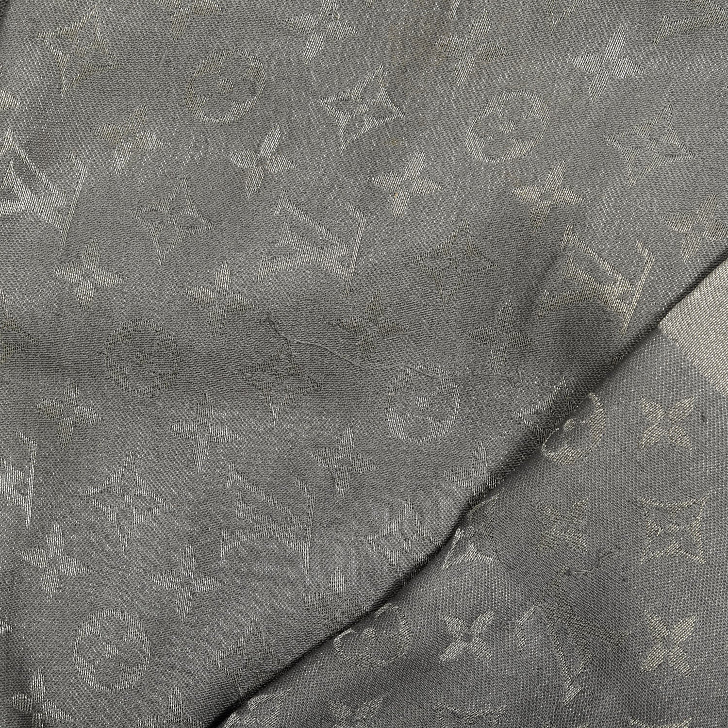 Louis Vuitton Silk Lurex Wool Monogram Shine Shawl Charcoal Grey 3 of 6
