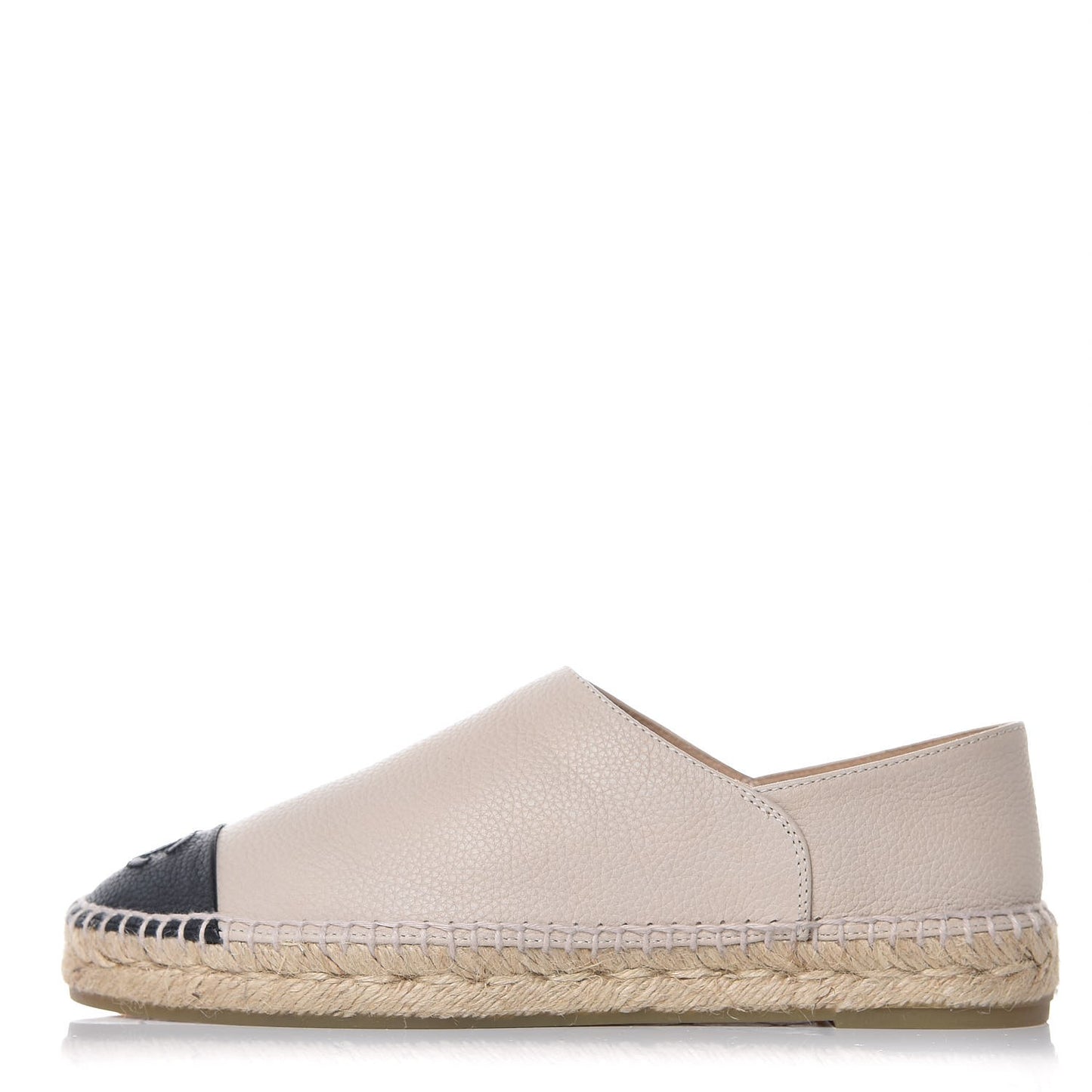 Grained Calfskin CC Espadrilles 39 Beige Black