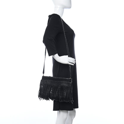 Nancy Gonzalez Crocodile Fringe Crossbody Clutch Black 2 of 10