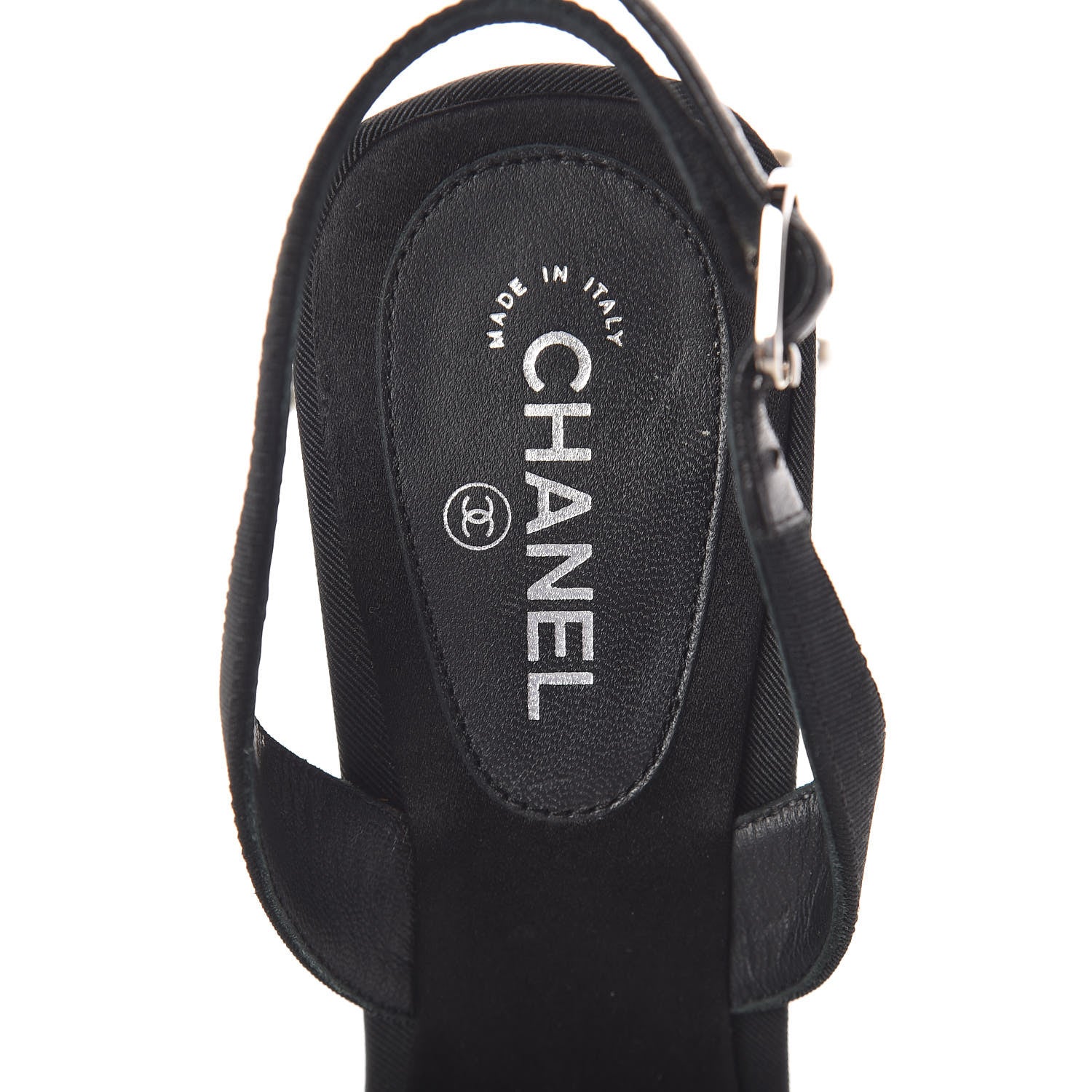 Chanel Grosgrain Satin Cap Toe Peal Star CC Slingback Pumps 38 Black 5 of 7