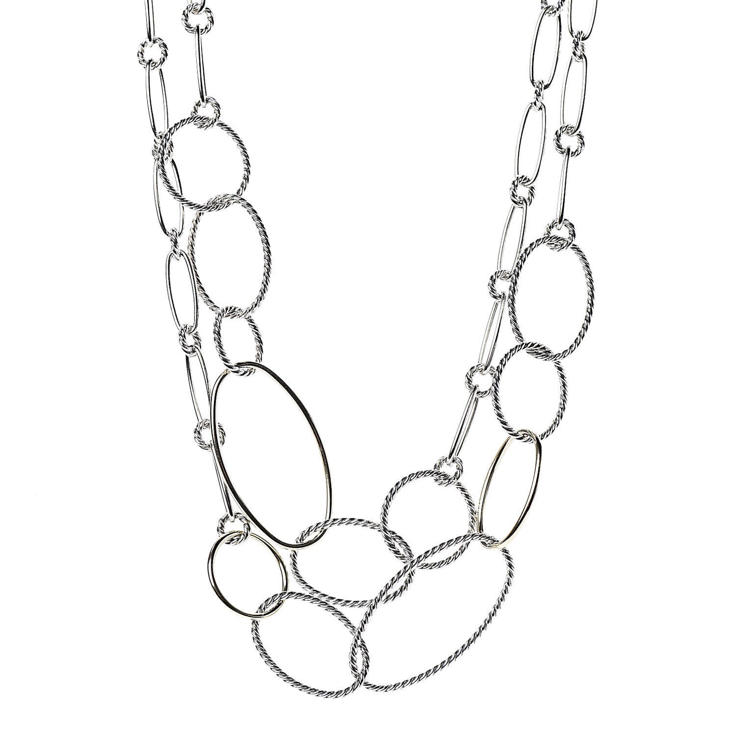Sterling Silver 18K Yellow Gold Mobile Link Necklace