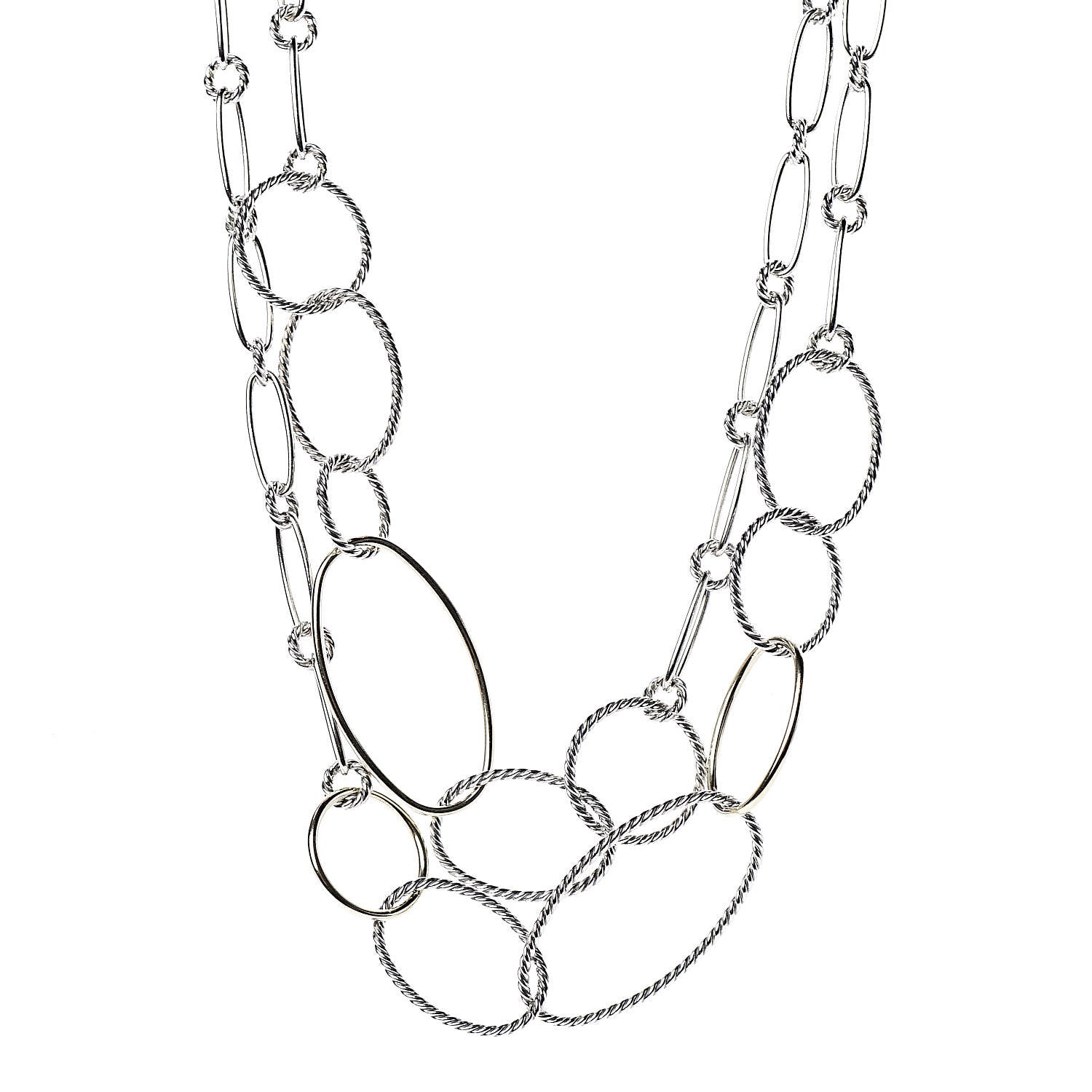 David Yurman Sterling Silver 18K Yellow Gold Mobile Link Necklace 1 of 4