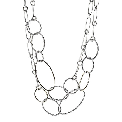 David Yurman Sterling Silver 18K Yellow Gold Mobile Link Necklace 1 of 4