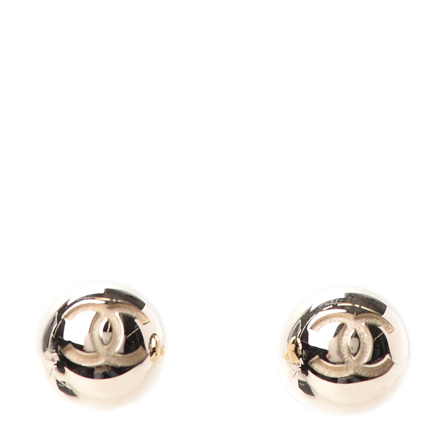 Chanel Metal Bead CC Stud Earrings Gold 1 of 4