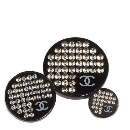 Chanel Resin Crystal CC Brooch Set of 3 Black 1 of 6