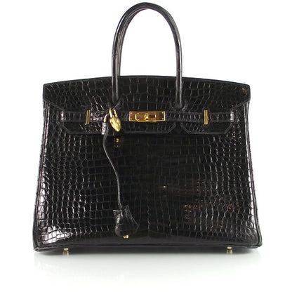 Hermes Porosus Crocodile BIRKIN 35 Shiny Black 1 of 11