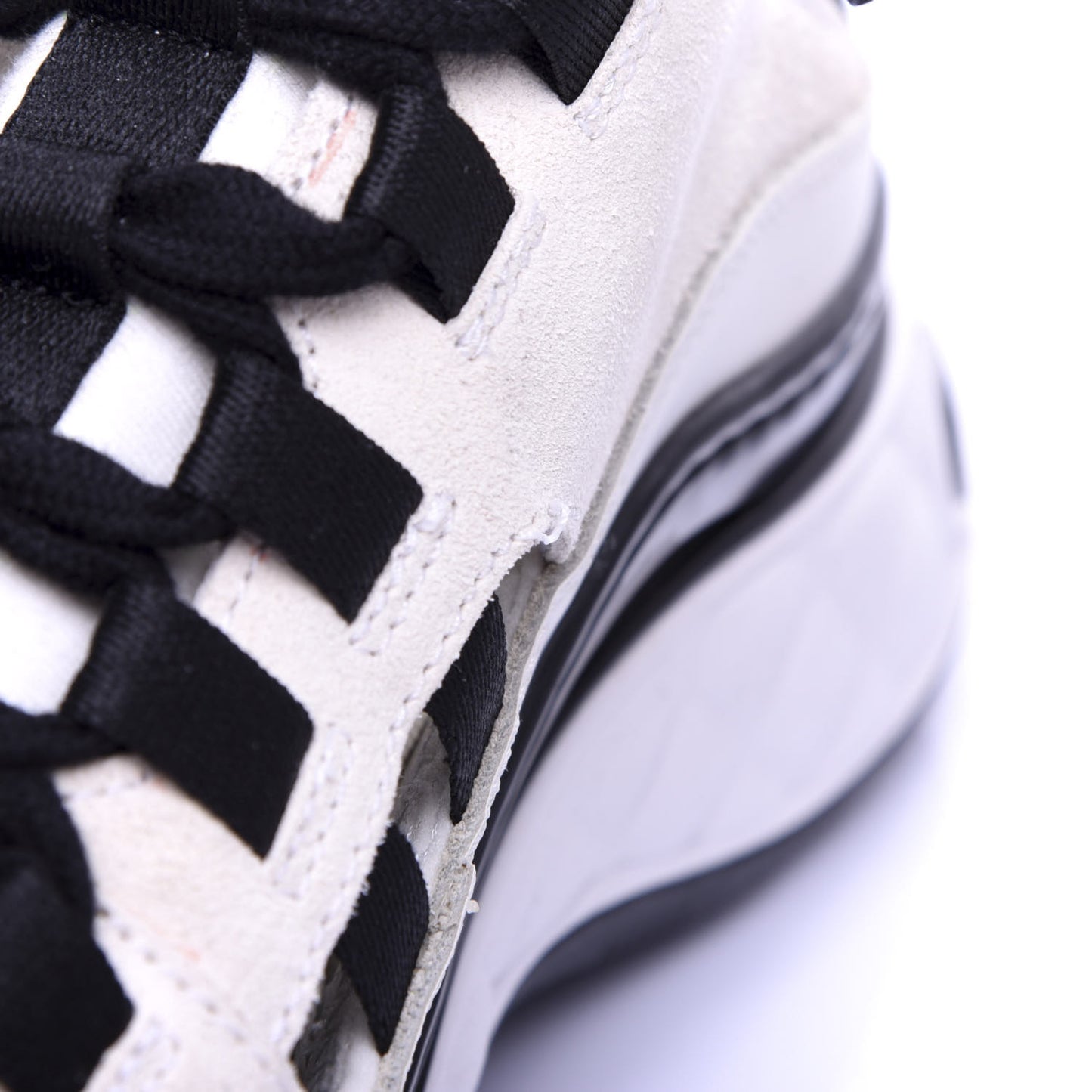 Calfskin Suede Nylon Grosgrain CC Sneakers 36 White Black
