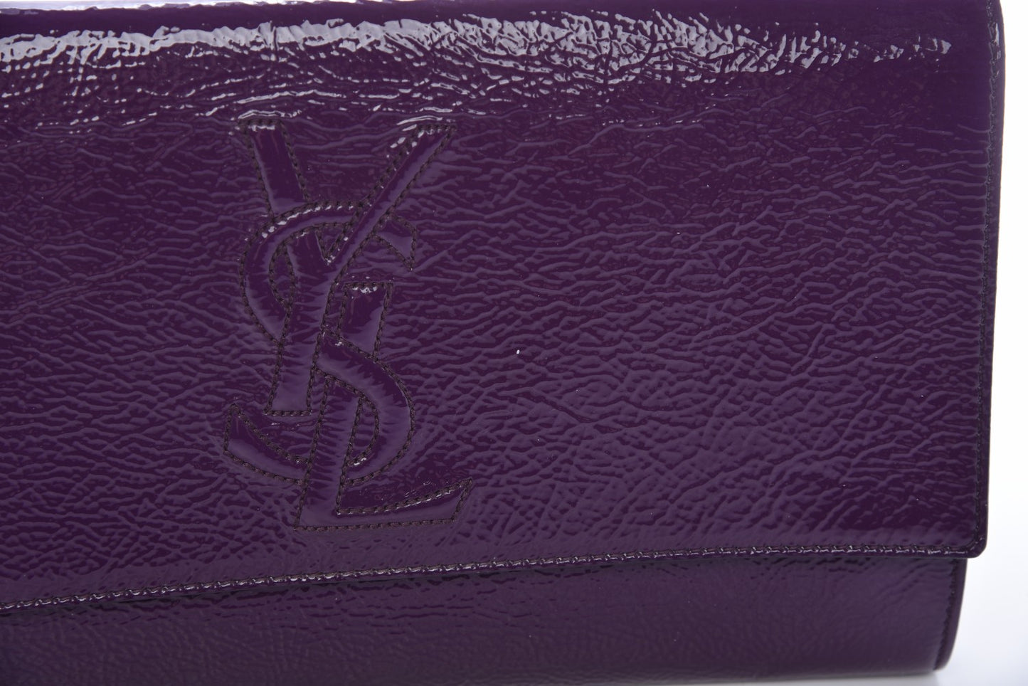 Textured Patent Monogram Large Belle De Jour Clutch Purple