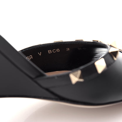 Valentino Garavani Calfskin Nappa Rockstud Wedge Sandals 39 Black 10 of 11