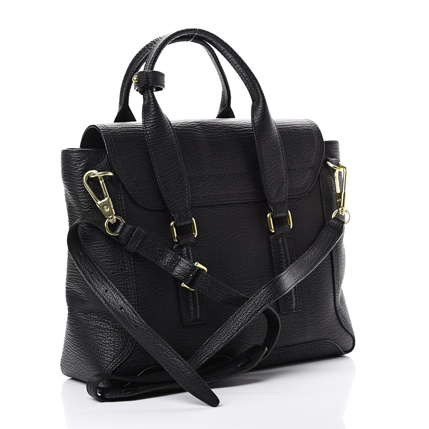 3.1 Textured Calfskin Medium Pashli Satchel Black