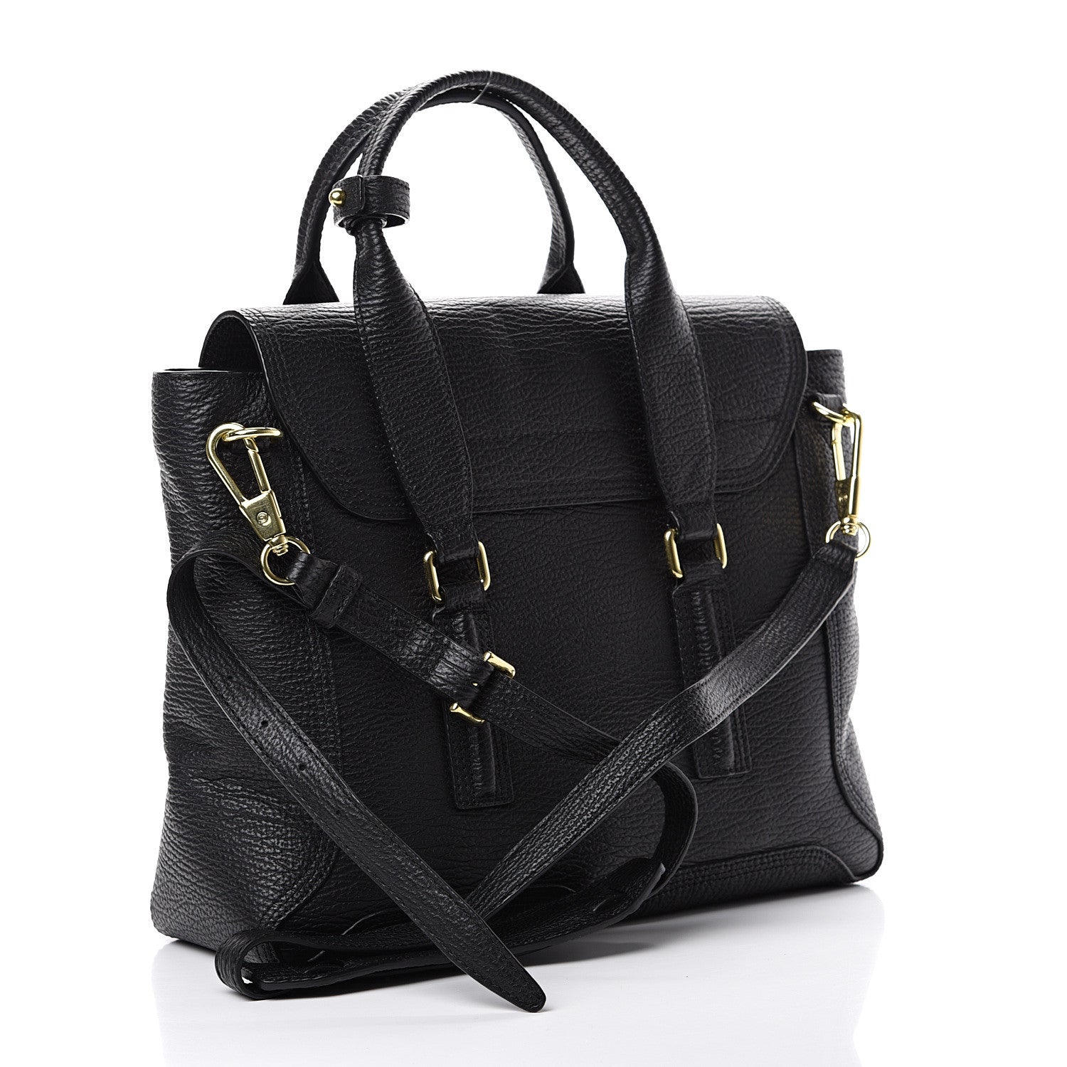 3.1 Phillip Lim 3.1 Textured Calfskin Medium Pashli Satchel Black 2 of 10
