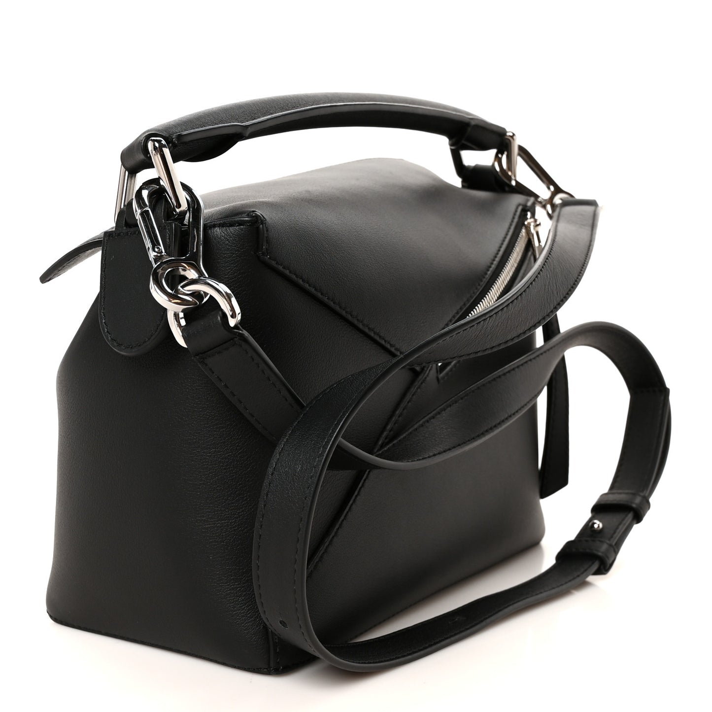 Calfskin Small Puzzle Edge Bag Black