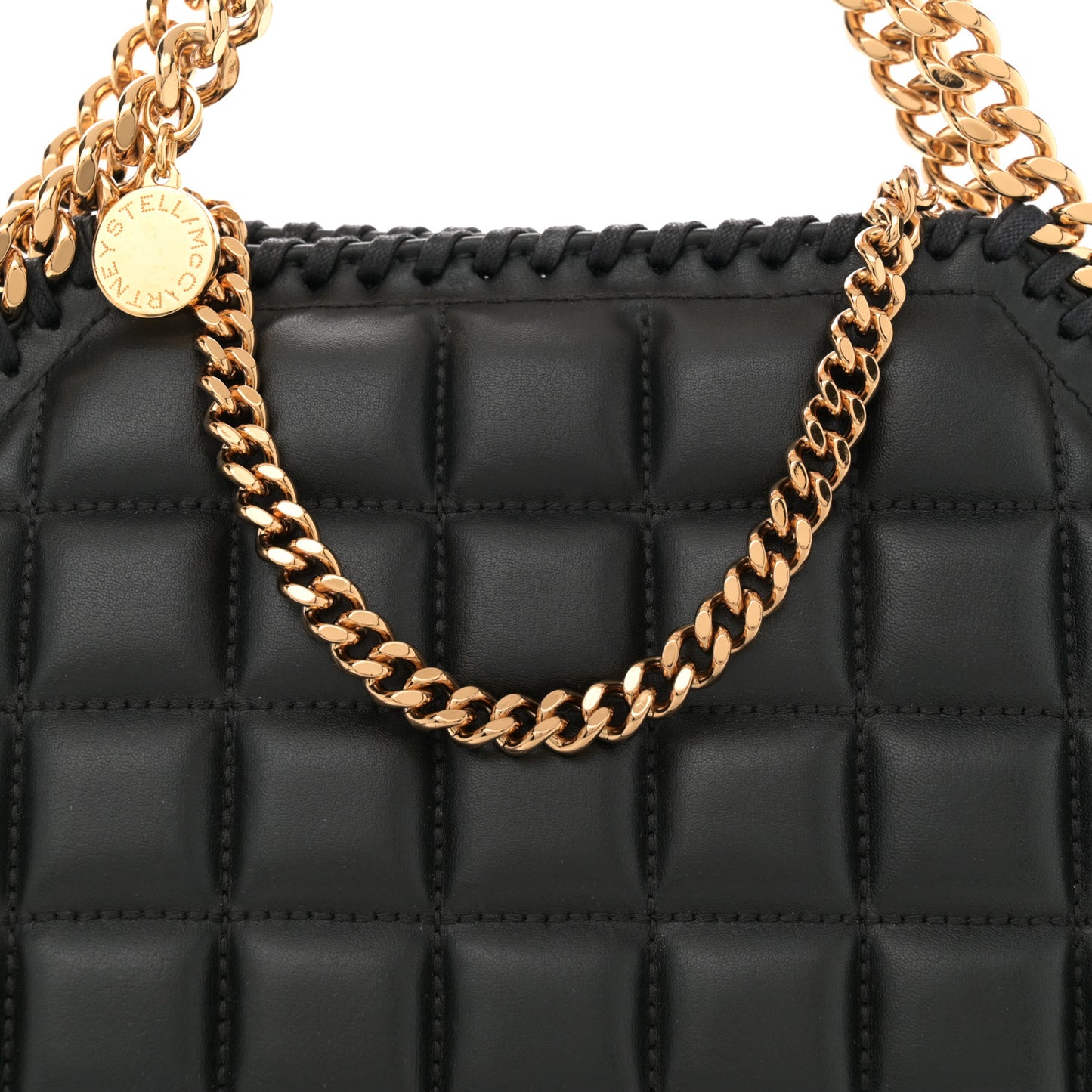 Vegan Leather Quilted Mini Falabella Tote Black