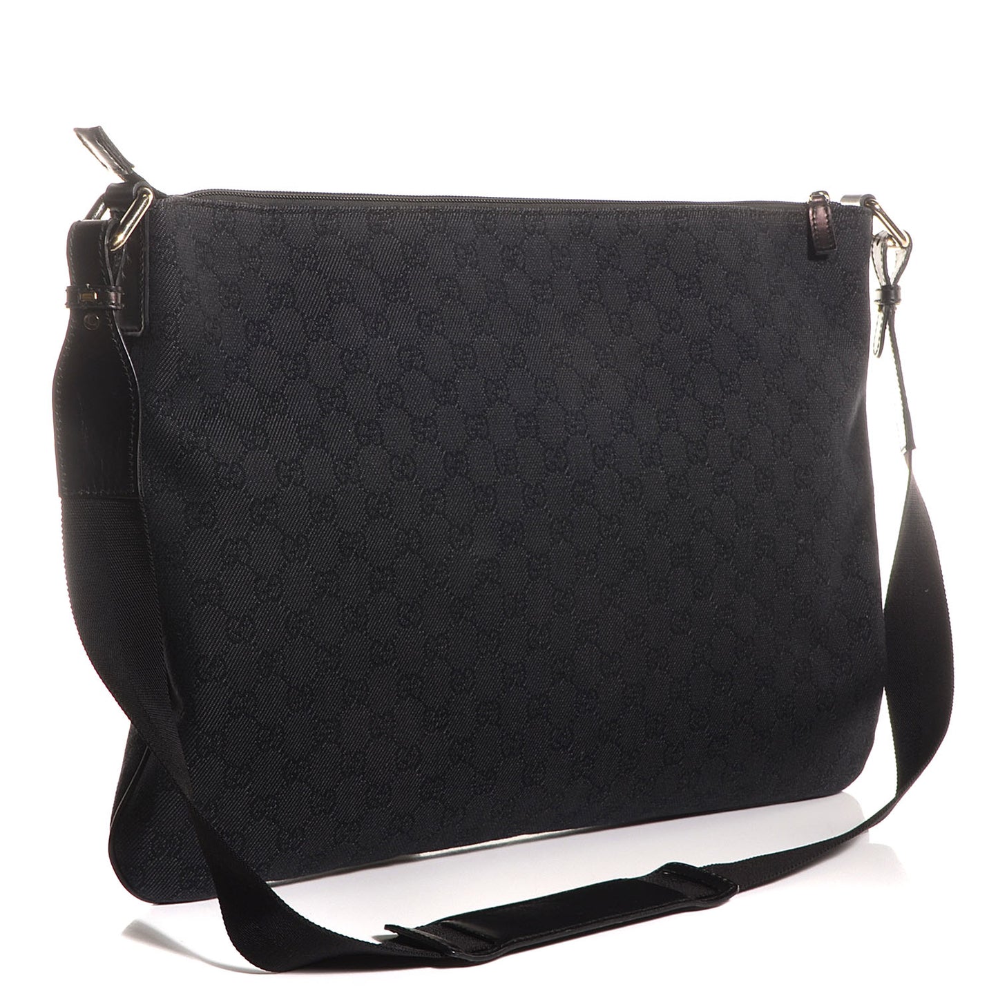 Denim Monogram Flat Messenger Bag Black