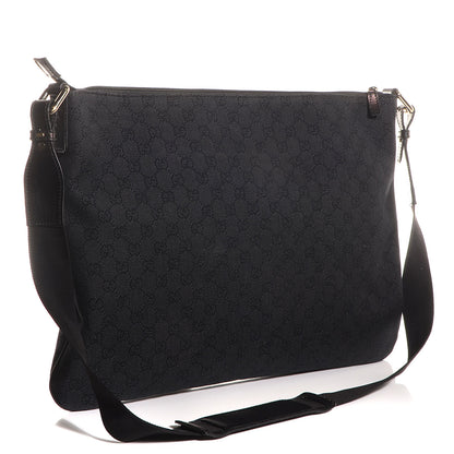 Gucci Denim Monogram Flat Messenger Bag Black 3 of 7
