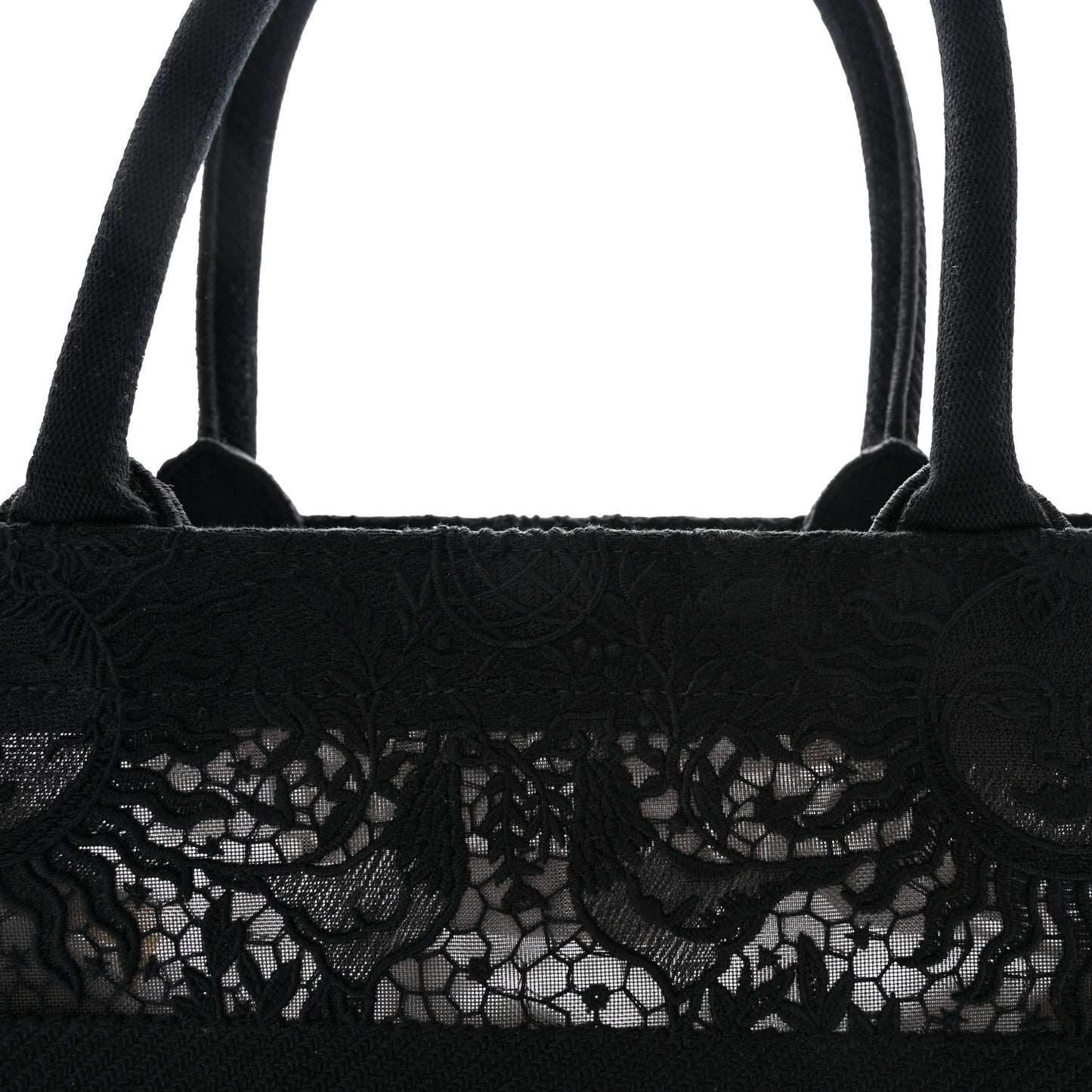 Embroidered 3D Macrame D-Lace Sun Medium Book Tote Black