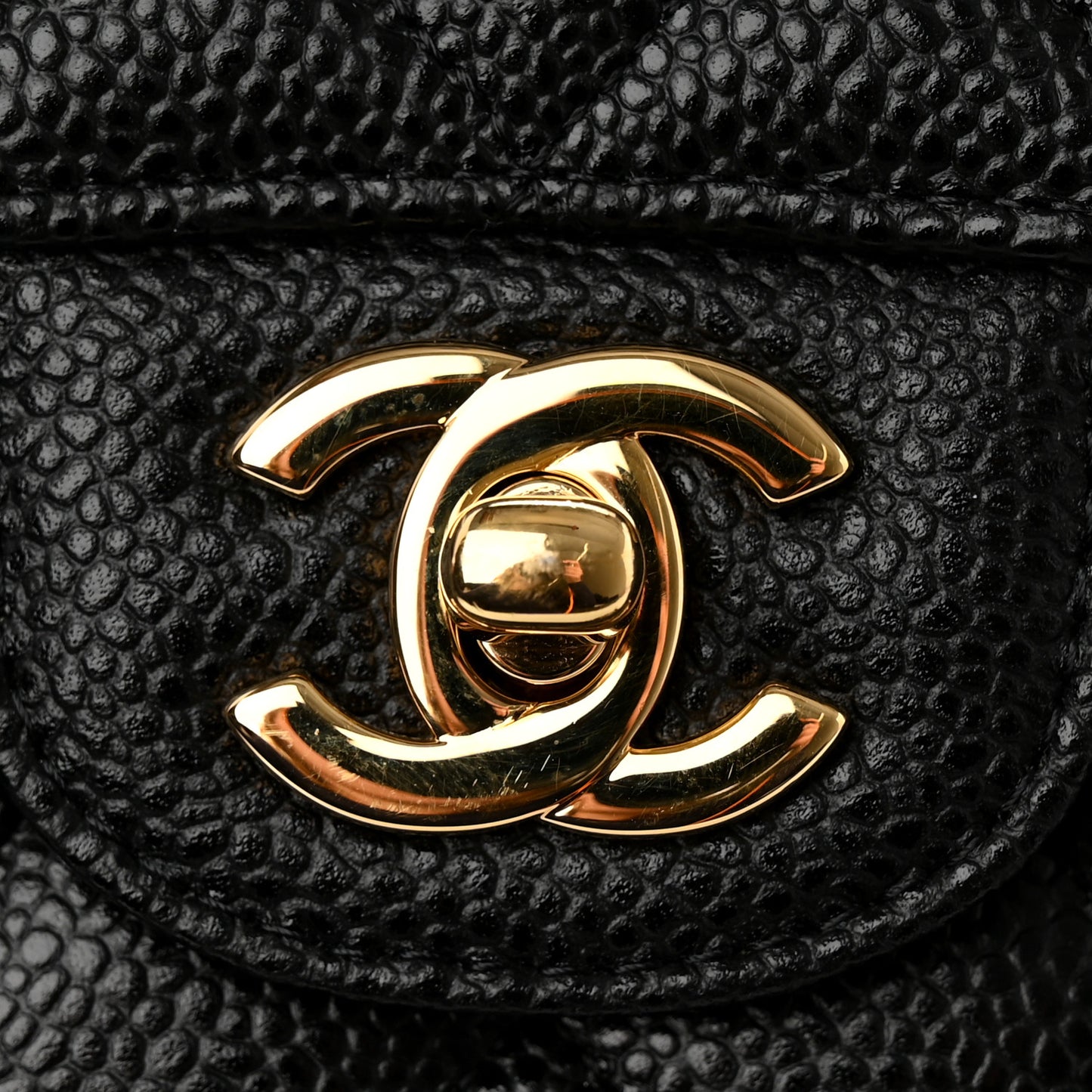 Caviar Quilted Medium Double Flap Black