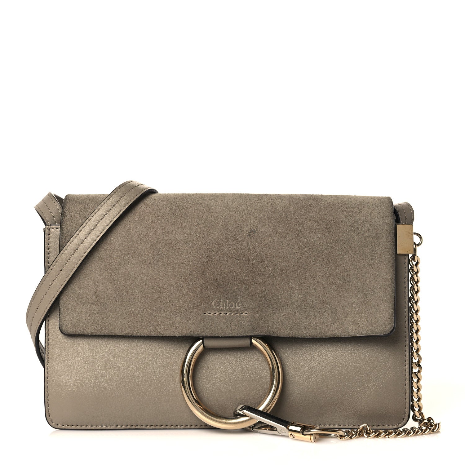 Chloe Suede Calfskin Small Faye Shoulder Bag Motty Grey 1 of 11