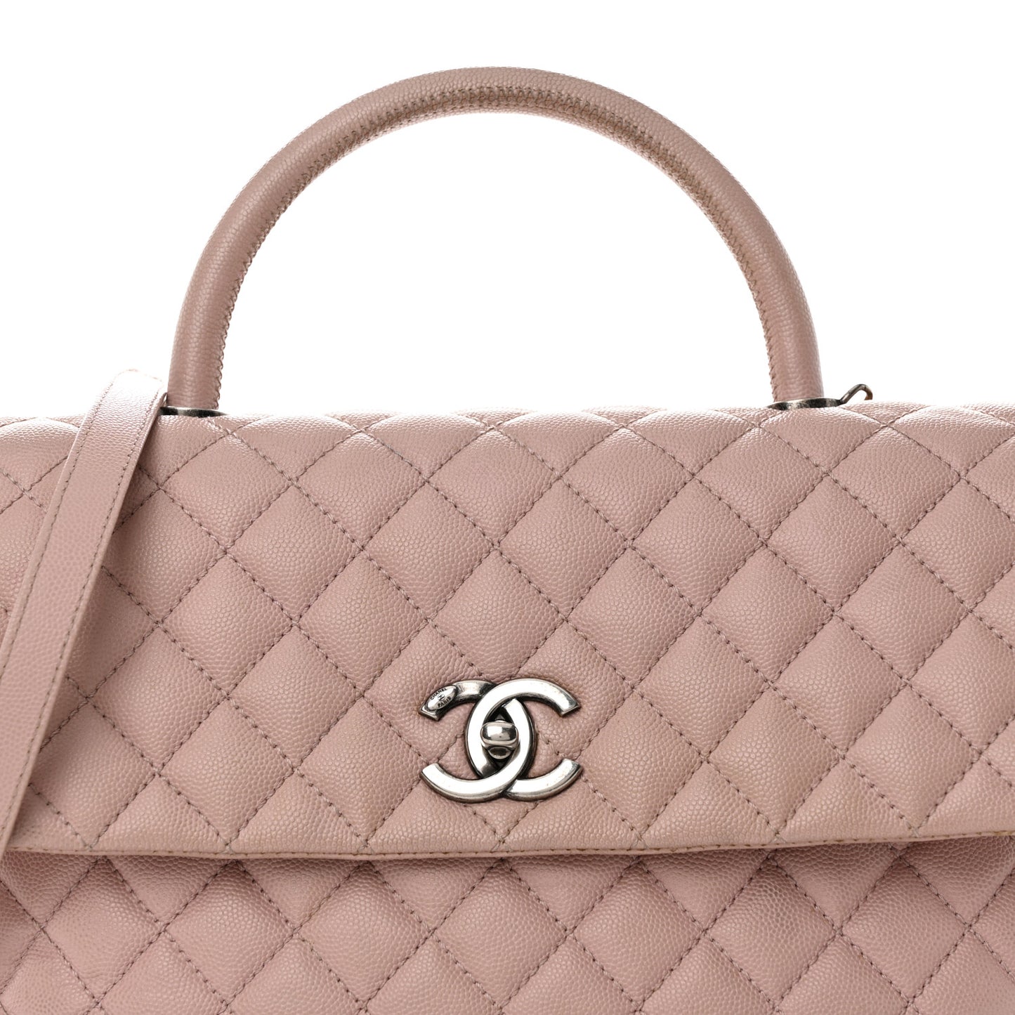 Caviar Quilted Medium Coco Handle Flap Light Pink