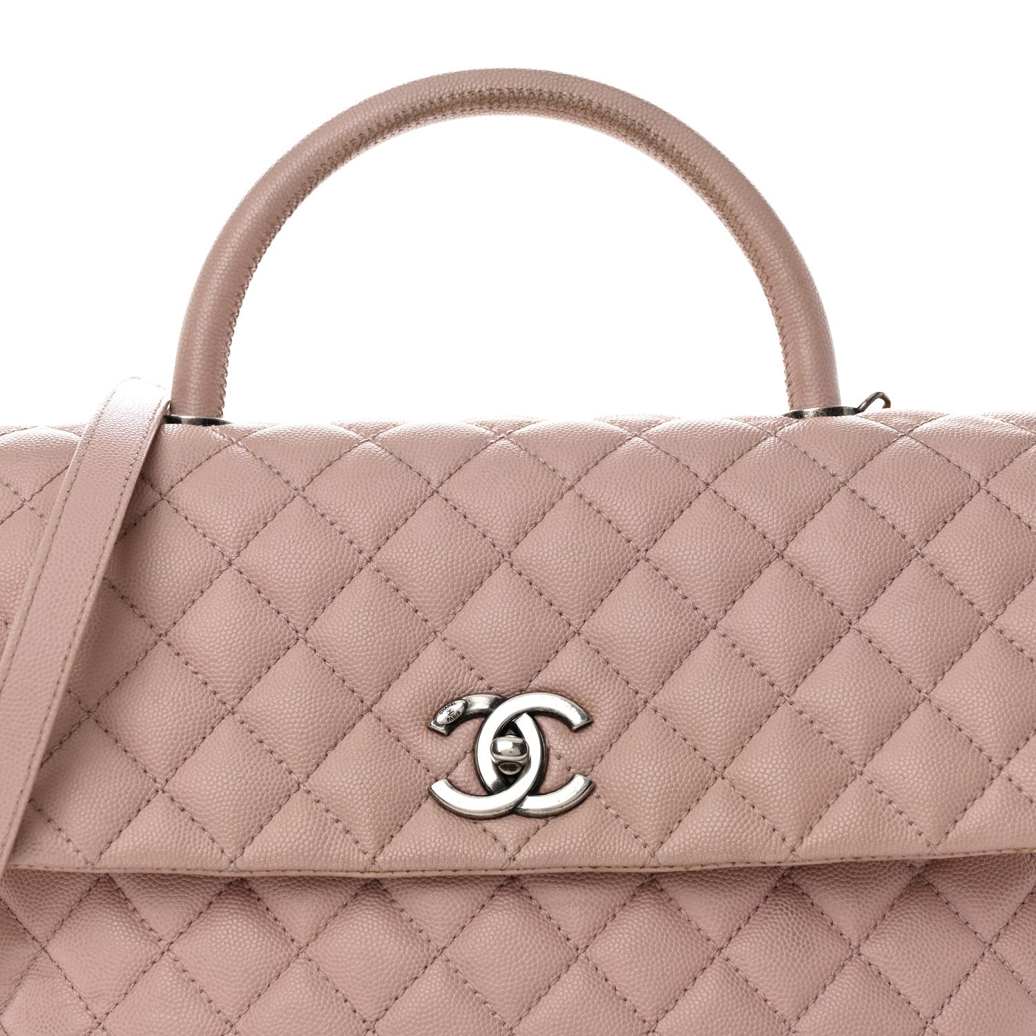 Chanel Caviar Quilted Medium Coco Handle Flap Light Pink 8 of 10