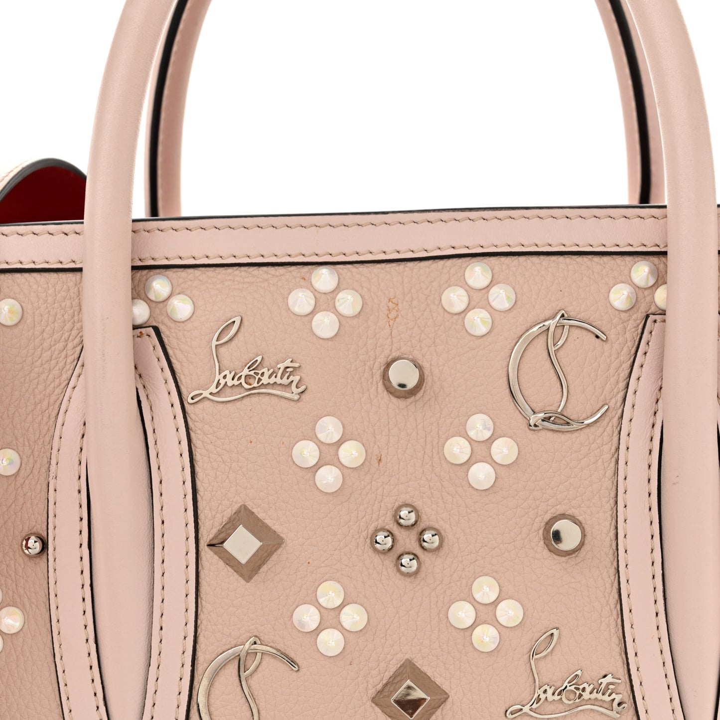 Calfskin Spikes Loubinthesky Medium Paloma Beige