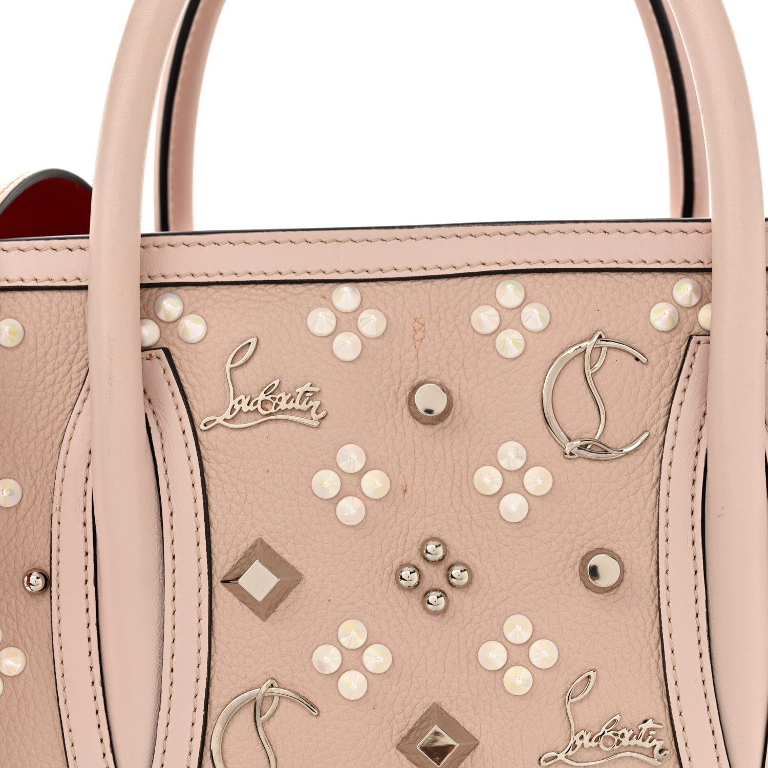 Christian Louboutin Calfskin Spikes Loubinthesky Medium Paloma Beige 11 of 16