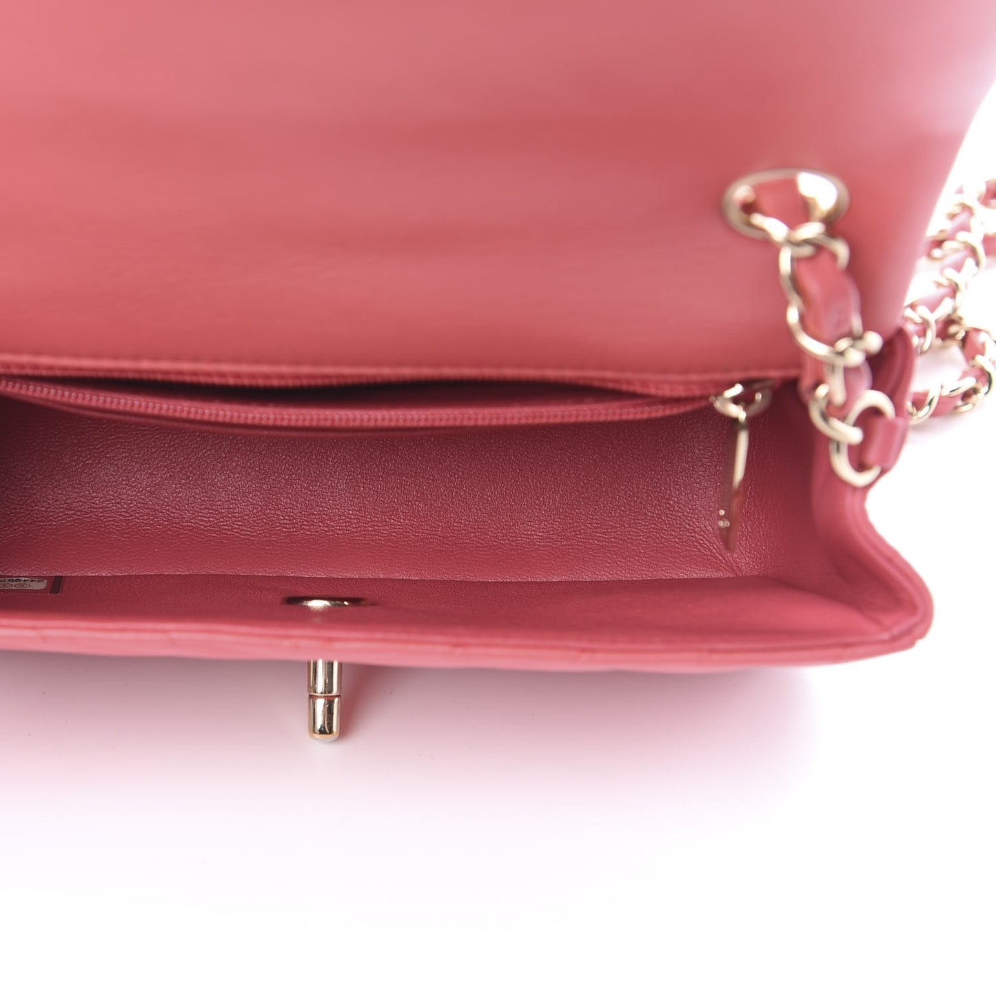 Lambskin Chevron Quilted Mini Rectangular Flap Pink