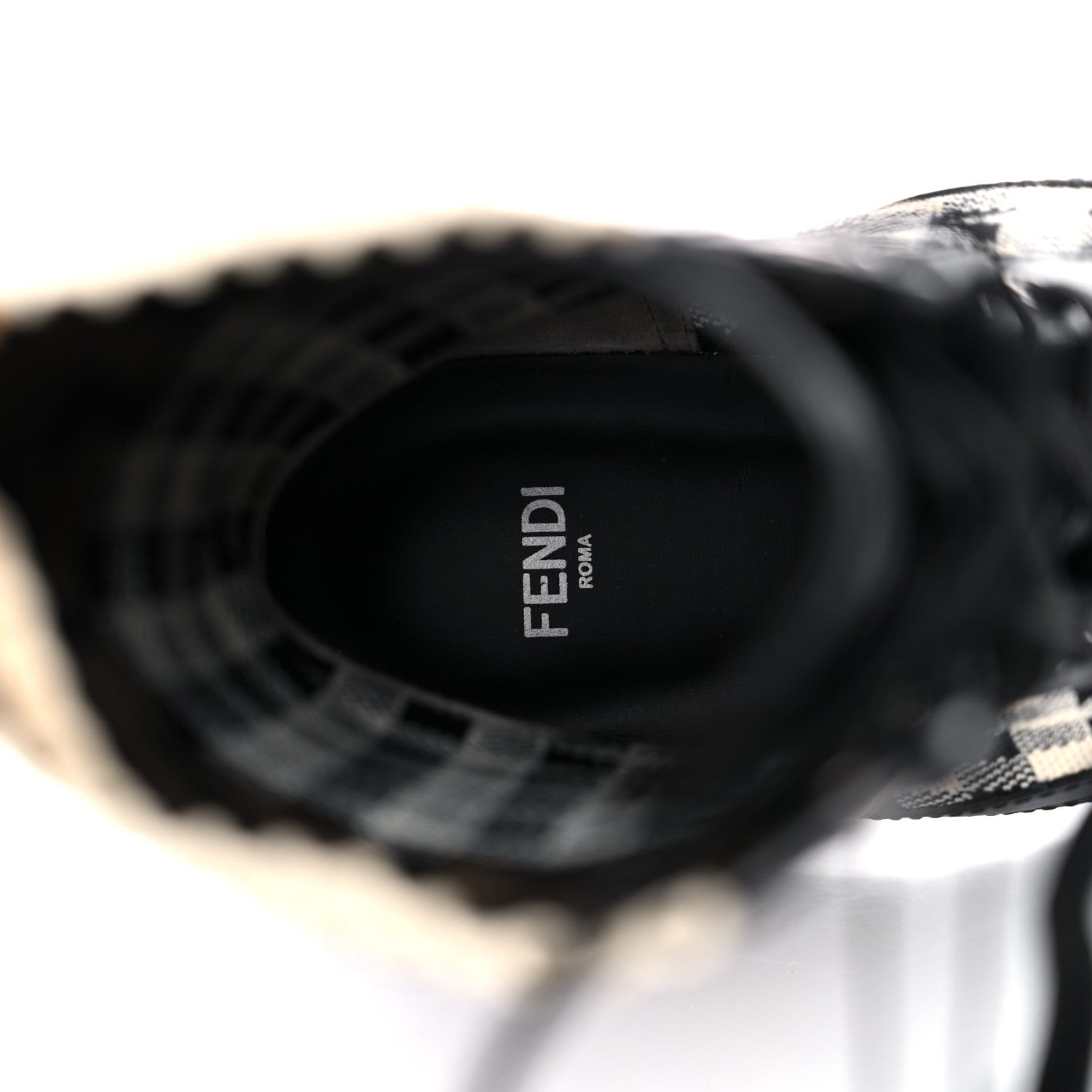 Fendi Vitello Stretch Fabric Vichy FF Rockoko Sock Combat Boots 38 Black Crema Tobacco 7 of 8