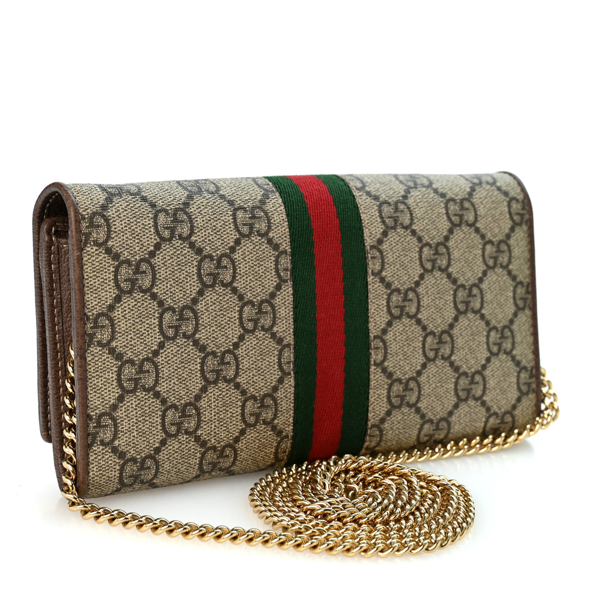 GG Supreme Monogram Web Ophidia Wallet On Chain Brown