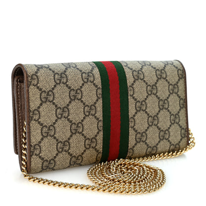 Gucci GG Supreme Monogram Web Ophidia Wallet On Chain Brown 3 of 10