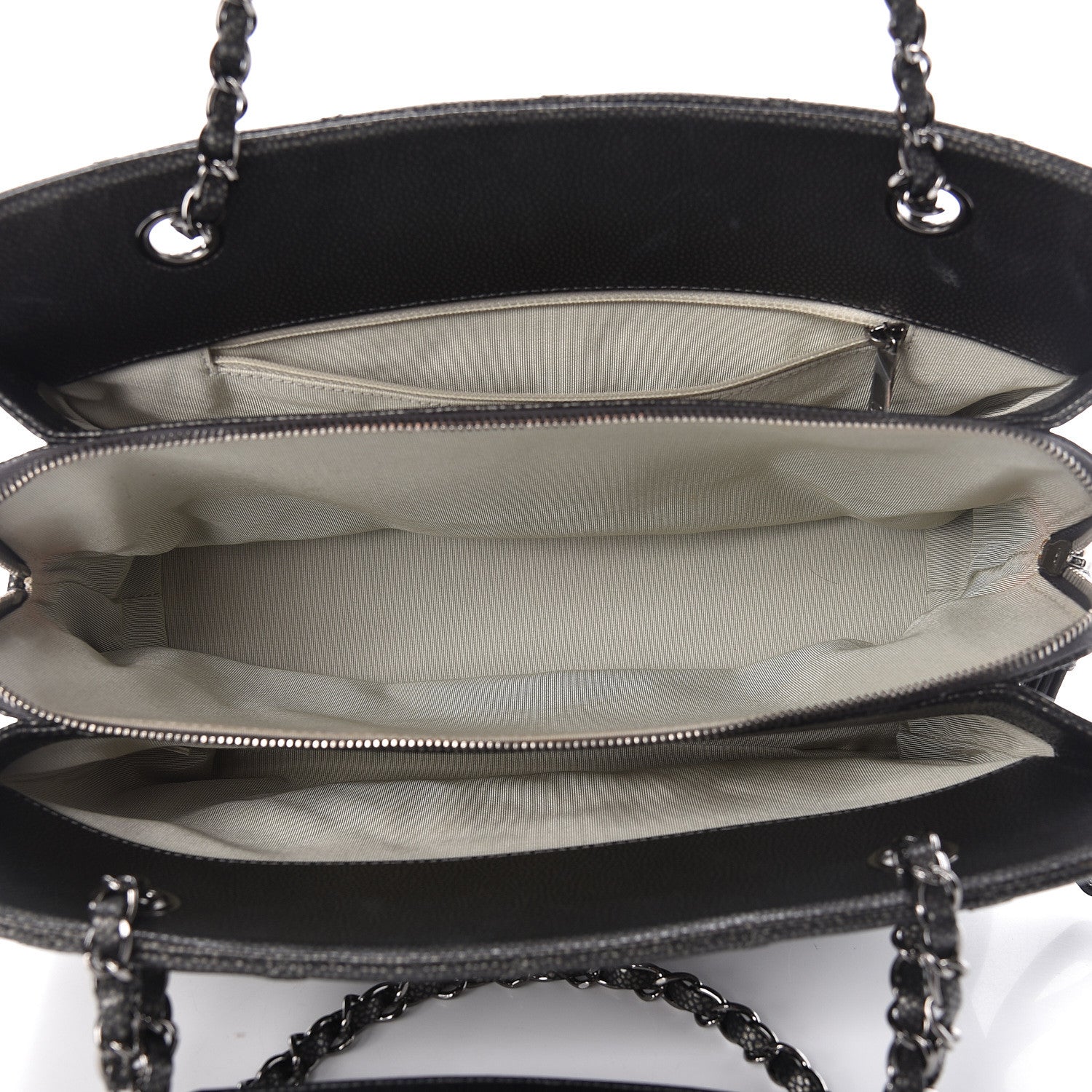 Chanel Metallic Caviar Quilted CC Tote Dark Silver 5 of 19