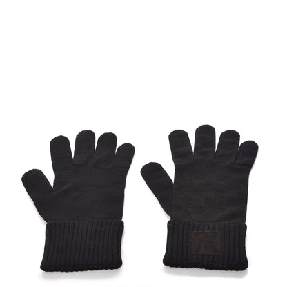 Louis Vuitton Wool Petit Damier Gloves Black 2 of 6