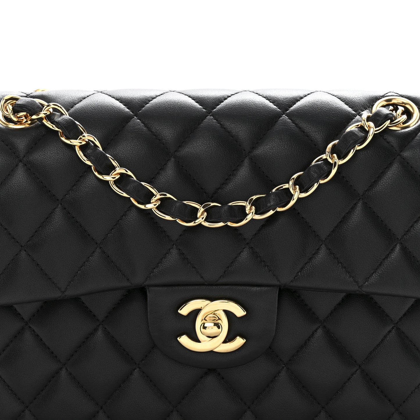 Lambskin Quilted Small Double Flap Black