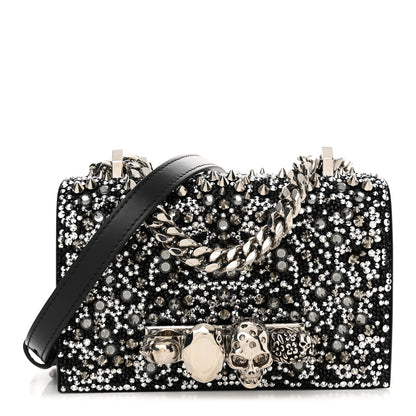 Alexander McQueen Calfskin Studded Knuckle Satchel Black Silver 1 of 13