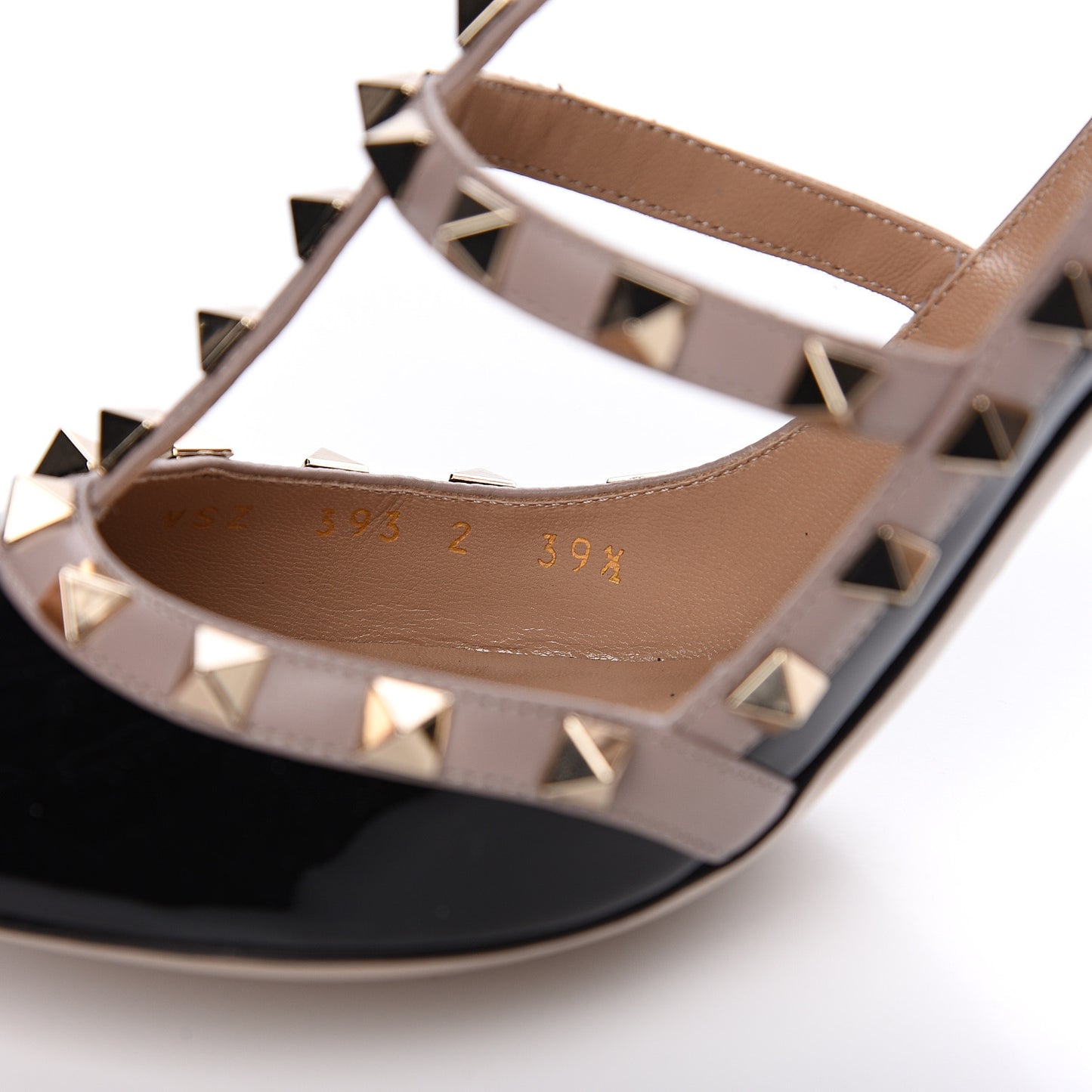 Patent Nappa Rockstud Ankle Strap 100mm Pumps 39.5 Black Poudre