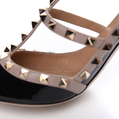 Valentino Garavani Patent Nappa Rockstud Ankle Strap 100mm Pumps 39.5 Black Poudre 8 of 9