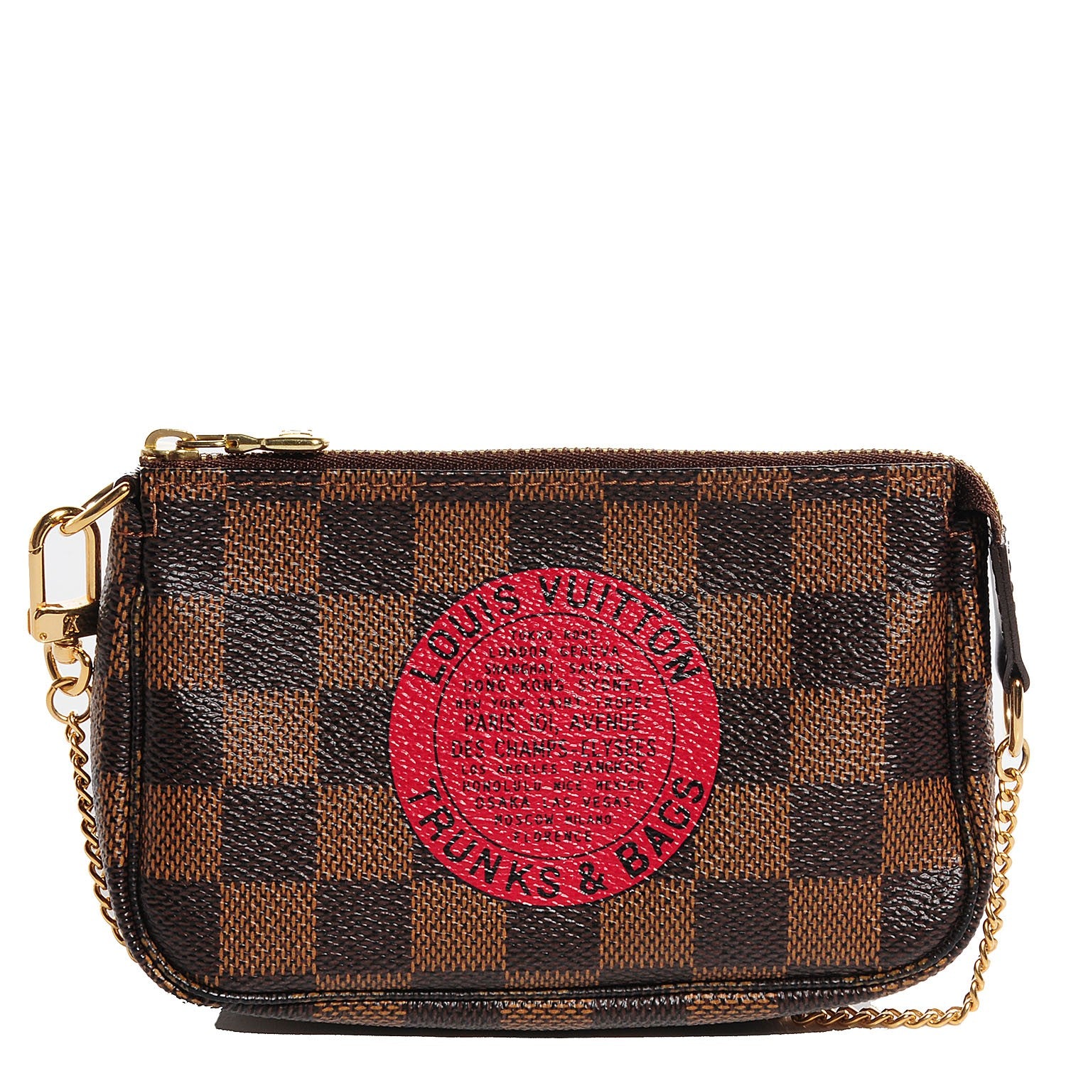 Louis Vuitton Damier Ebene Complice Trunks and Bags Mini Pochette Accessories Red 1 of 7