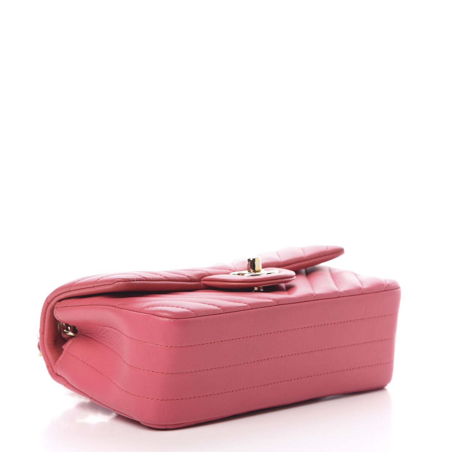 Lambskin Chevron Quilted Mini Rectangular Flap Pink