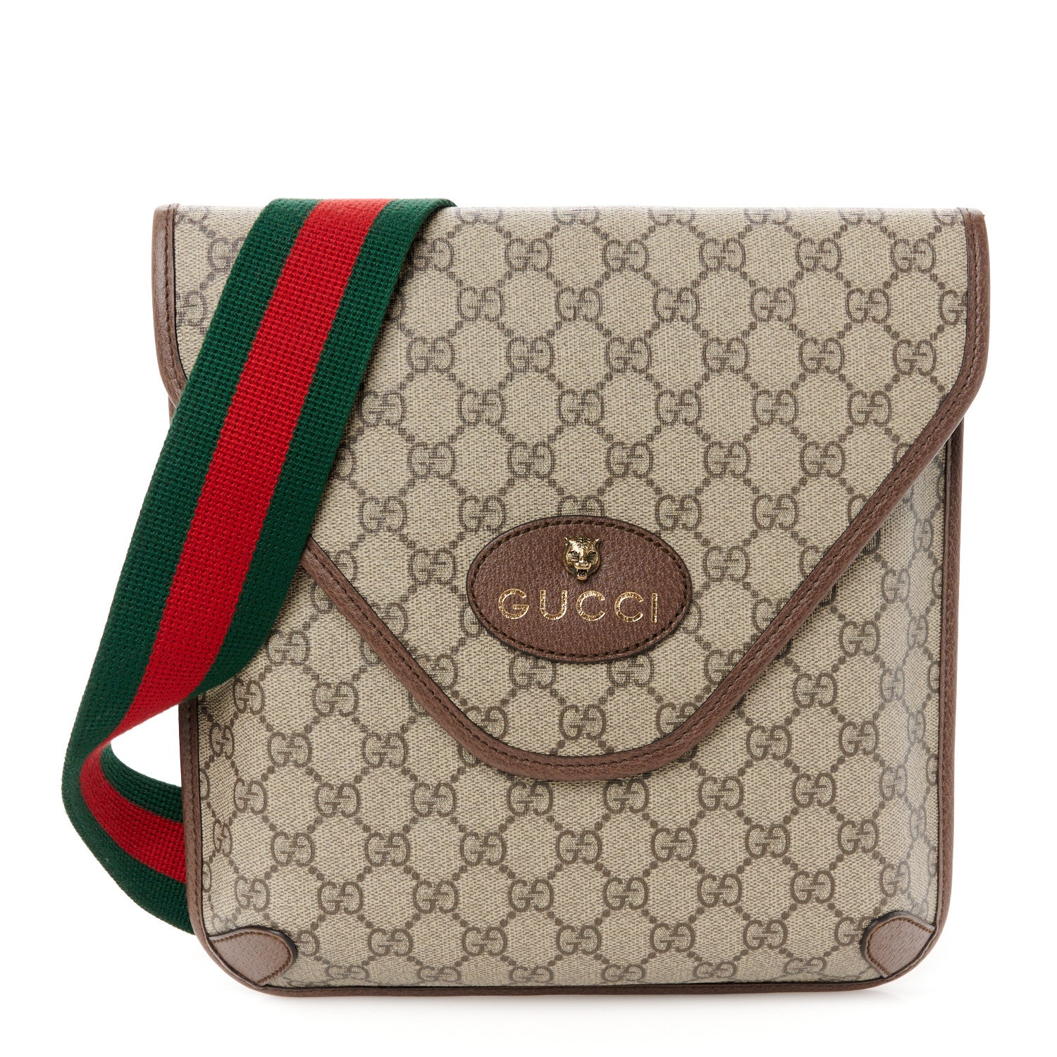 Gucci GG Supreme Monogram Web Medium Neo Vintage Flap Messenger Bag Beige New Acero 1 of 10