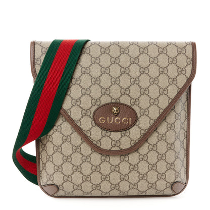 Gucci GG Supreme Monogram Web Medium Neo Vintage Flap Messenger Bag Beige New Acero 1 of 10