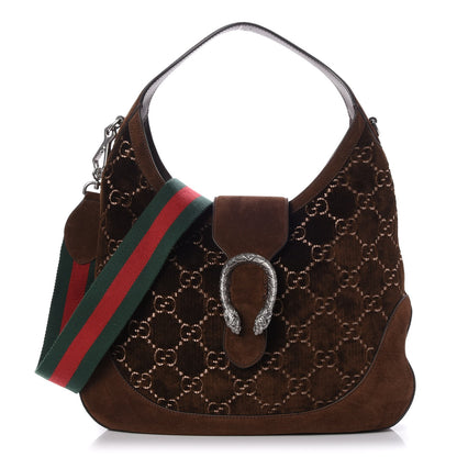 Gucci Velvet GG Monogram Web Medium Dionysus Hobo Brown 1 of 7
