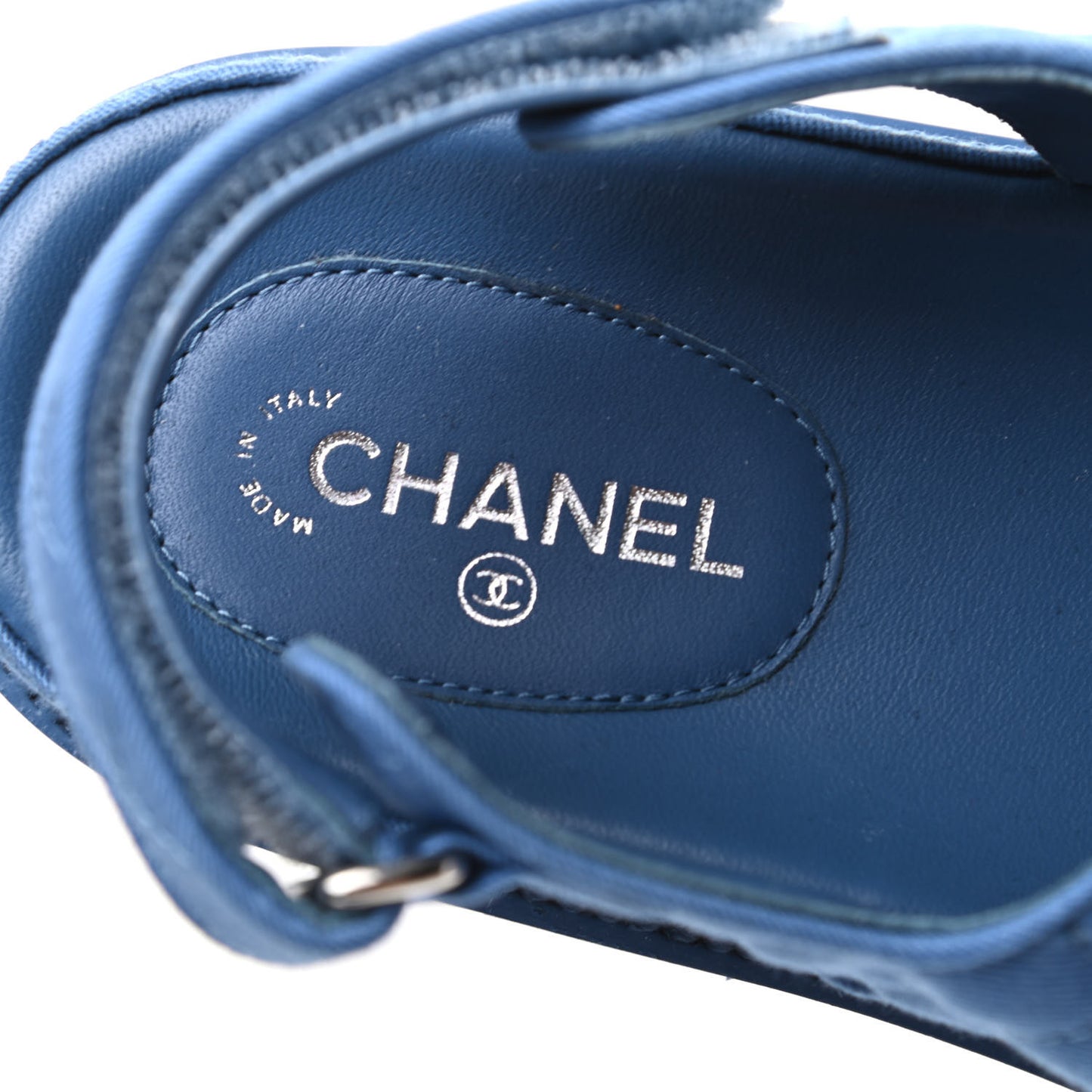 Grosgrain Quilted Velcro Dad Sandals 38 Blue