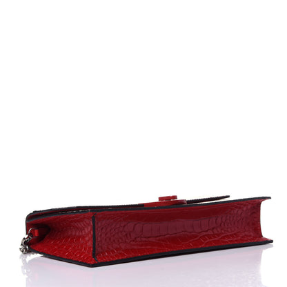 Christian Louboutin Calfskin Alligator Embossed Elisa Baguette Red 3 of 9
