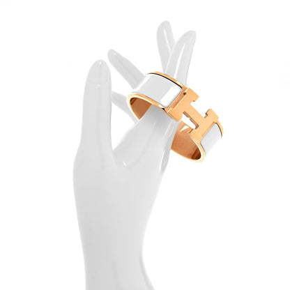 Hermes Enamel Wide Clic Clac H Bracelet PM White 2 of 6
