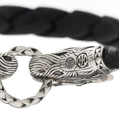 John Hardy Sterling Silver Leather Naga Dragon Legend Bracelet Black 3 of 5