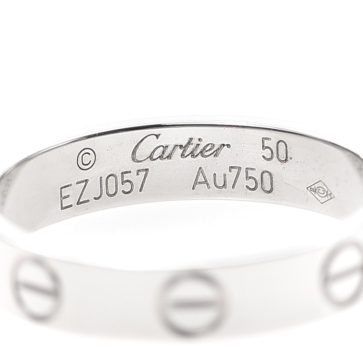 18K White Gold 3.5mm LOVE Wedding Band Ring 50 5.25