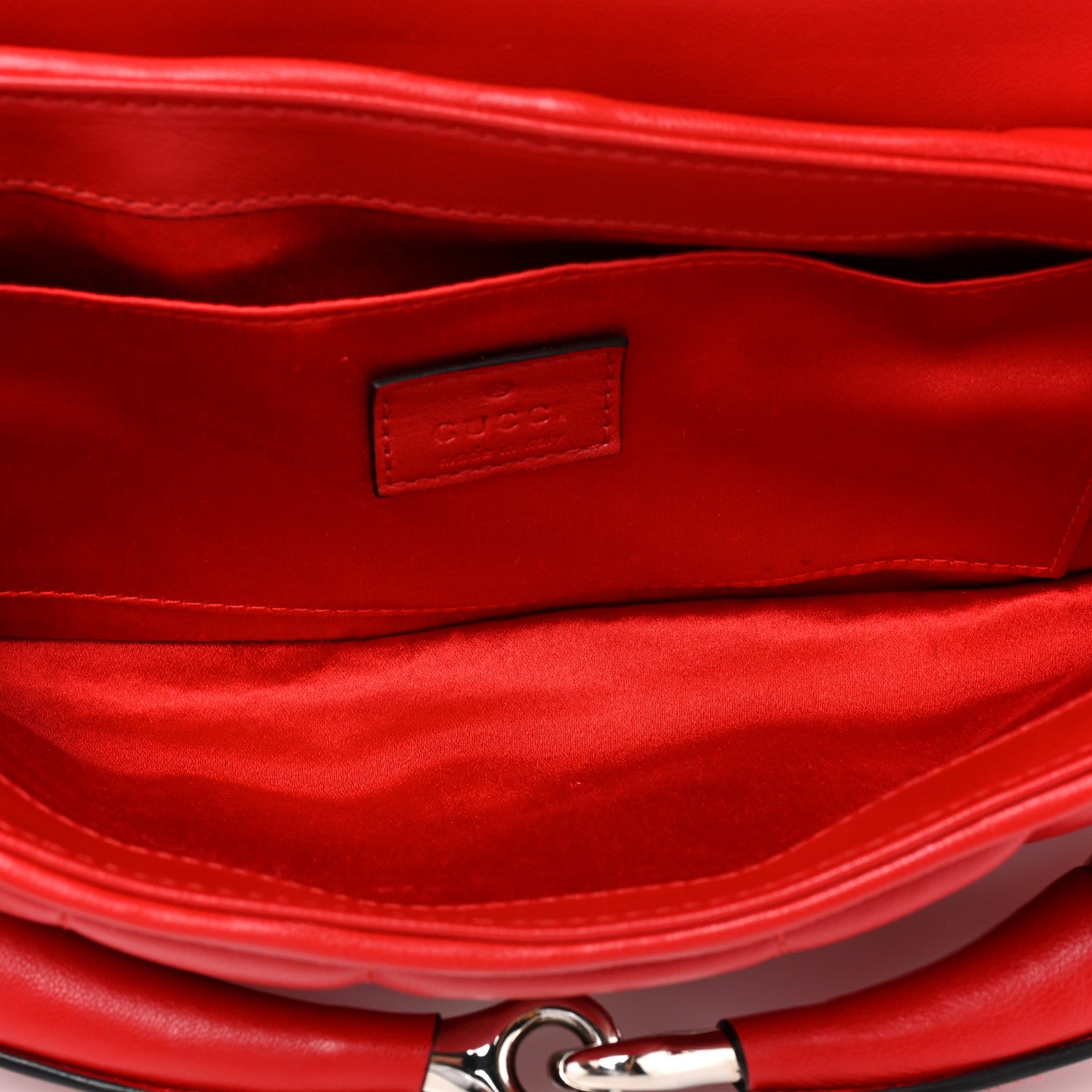 Gucci Nappa Vertical Matelasse Medium Maxi Horsebit Chain Shoulder Bag Beret Red 5 of 12