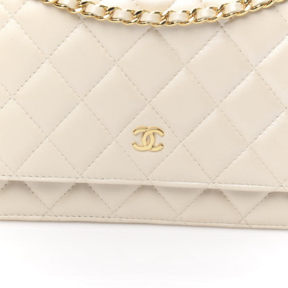 Chanel Pearly Lambskin Quilted Wallet On Chain WOC Light Beige 11 of 11