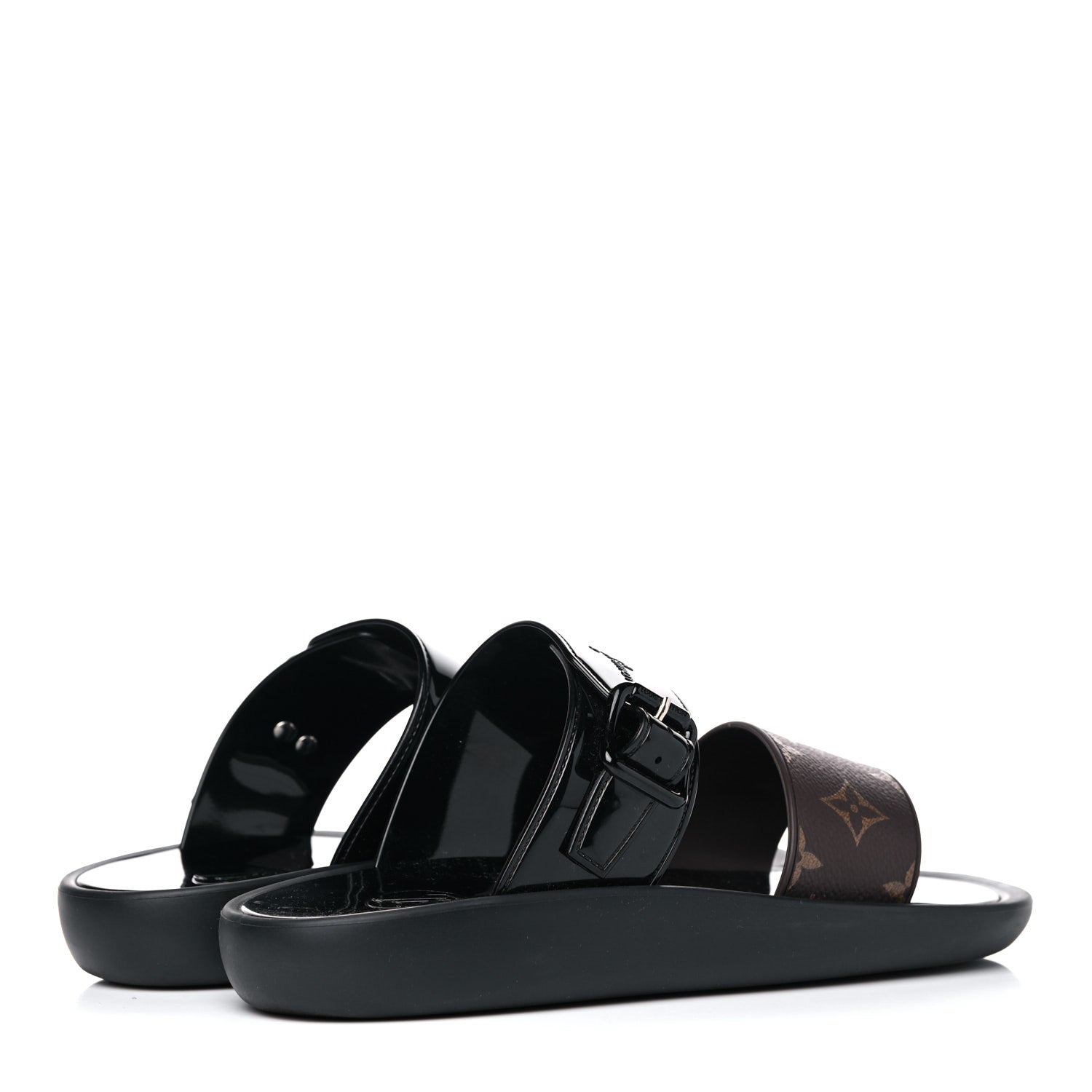 Louis Vuitton Monogram Sunbath Flat Mule Sandals 38 Black 4 of 11