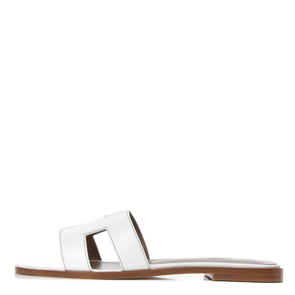 Hermes Box Calfskin Oran Sandals 39 White 1 of 9